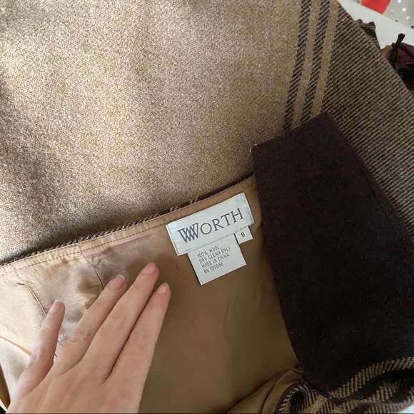 Worth 8/10 Wool Plaid Blanket “Wrap” Skirt Brown - Picture 7 of 8